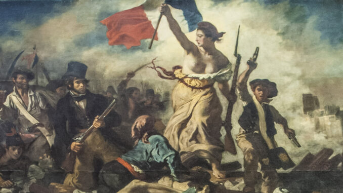 Die Freiheit führt das Volk
Eugène Delacroix, 1830
Öl auf Leinwand
260 × 325 cm
Louvre